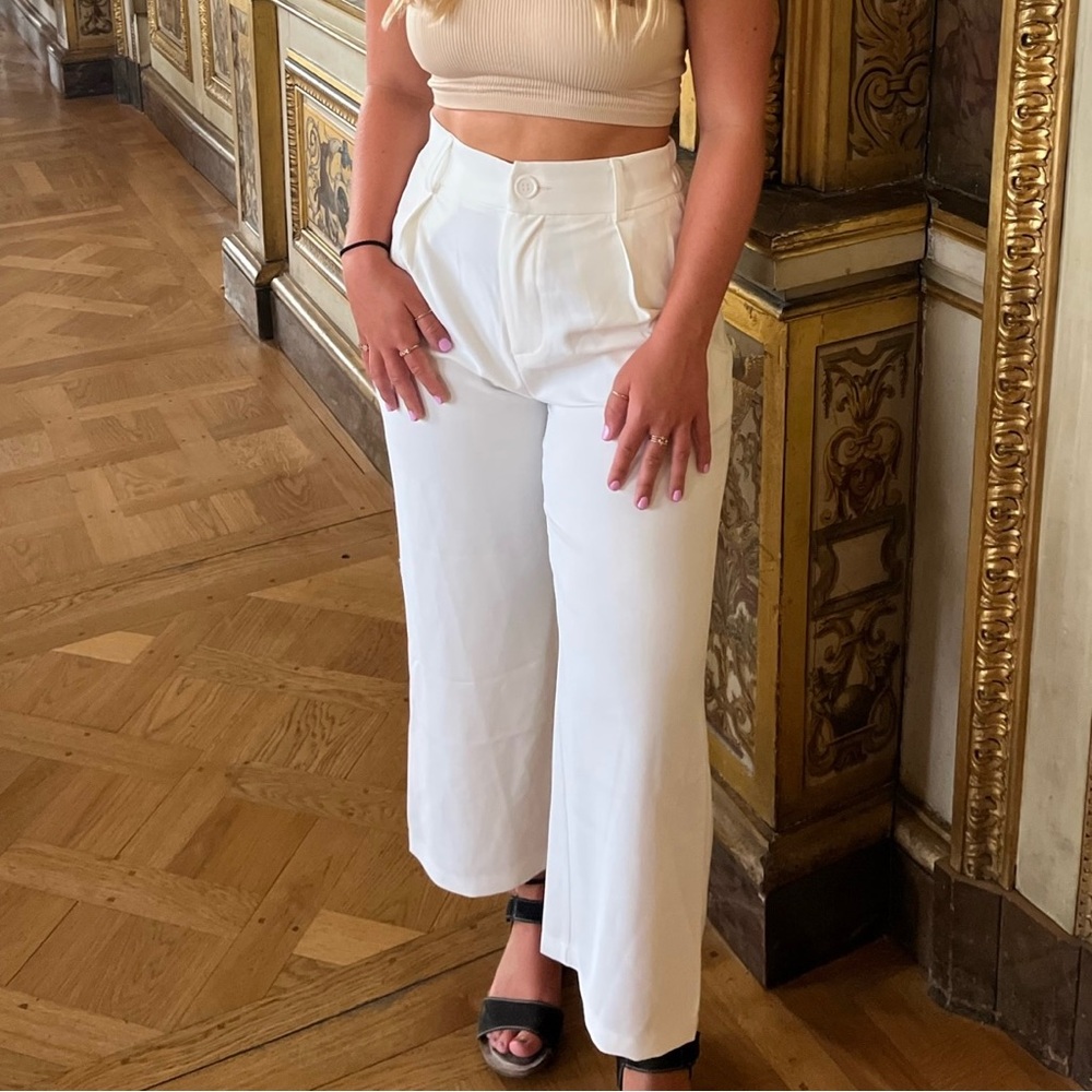 White pleated cropped trousers from Amazon